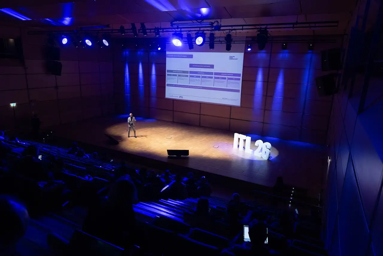 The auditorium seen from the back rows