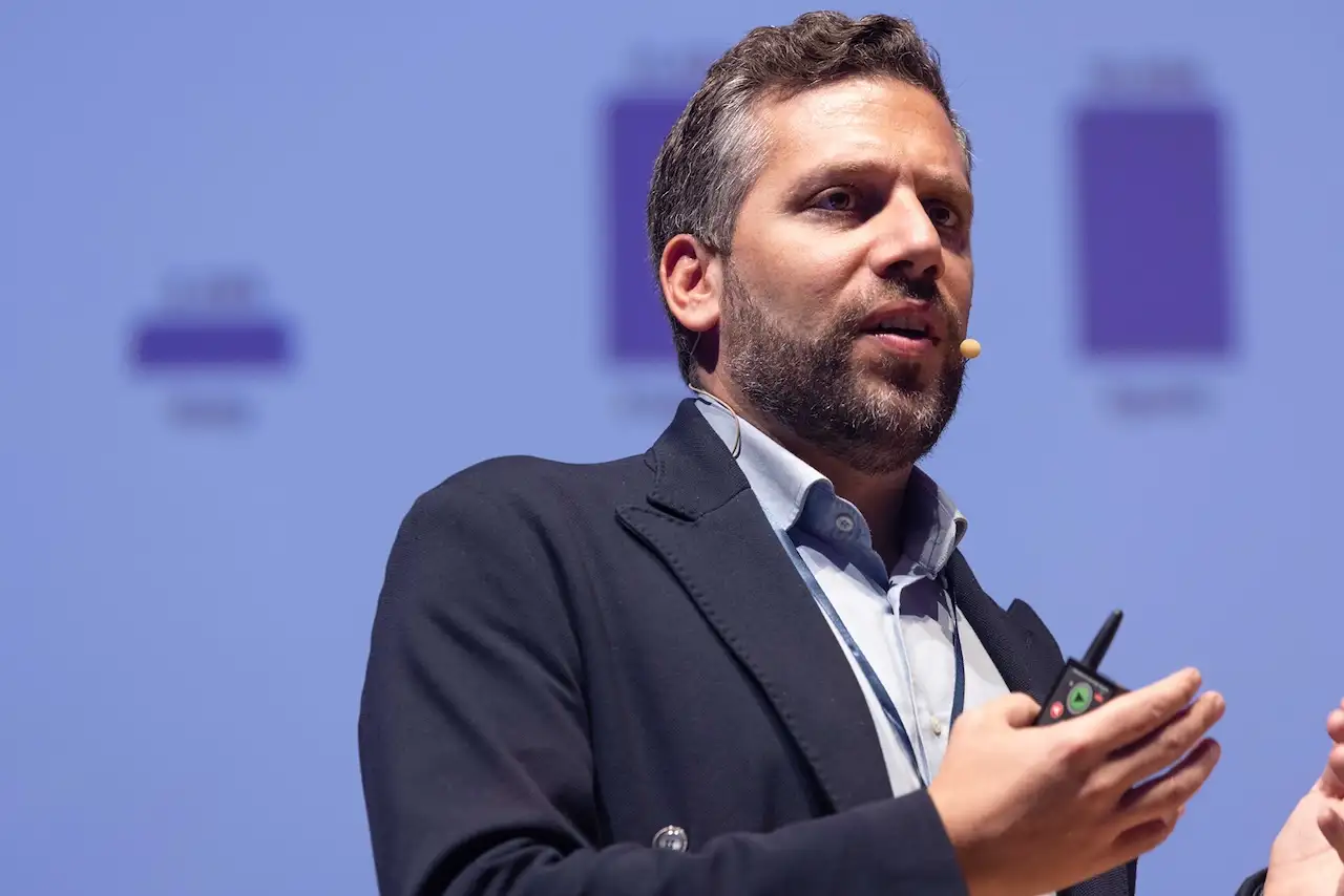 A speaker during his talk